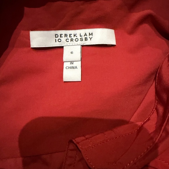 Derek Lam 10 Crosby - Sterling Long Sleeve Pleated Mini Dress in Rhubarb - Picture 8 of 10